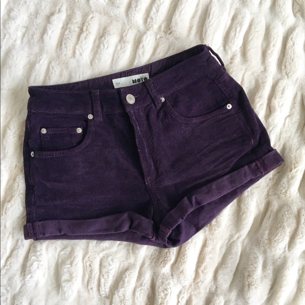 Topshop Moto Maroon Corduroy Shorts